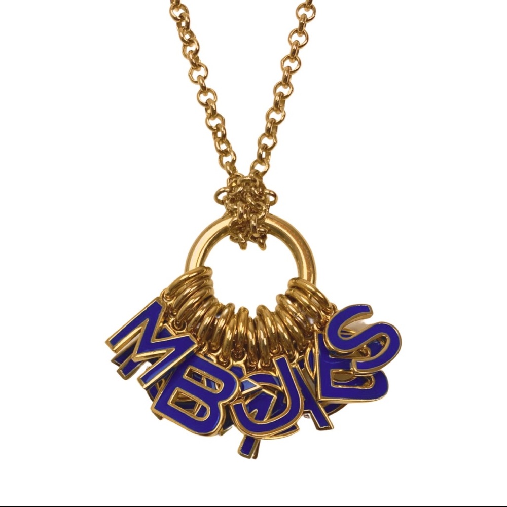 Marc By Marc Jacobs Gold & Blue Enamel Logo Letters Chain Necklace